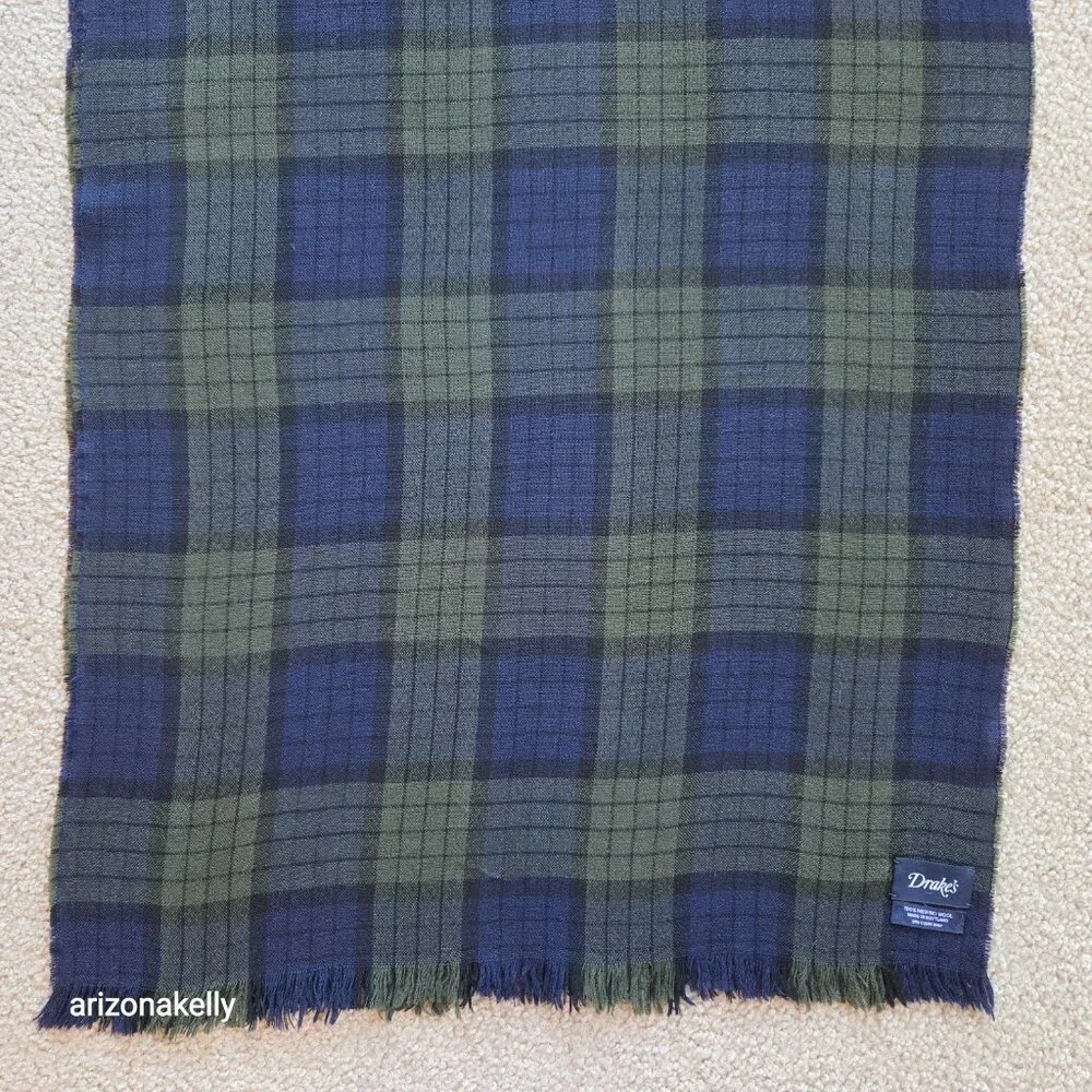 Drake's Merino Wool Blackwatch Plaid Woven Scarf